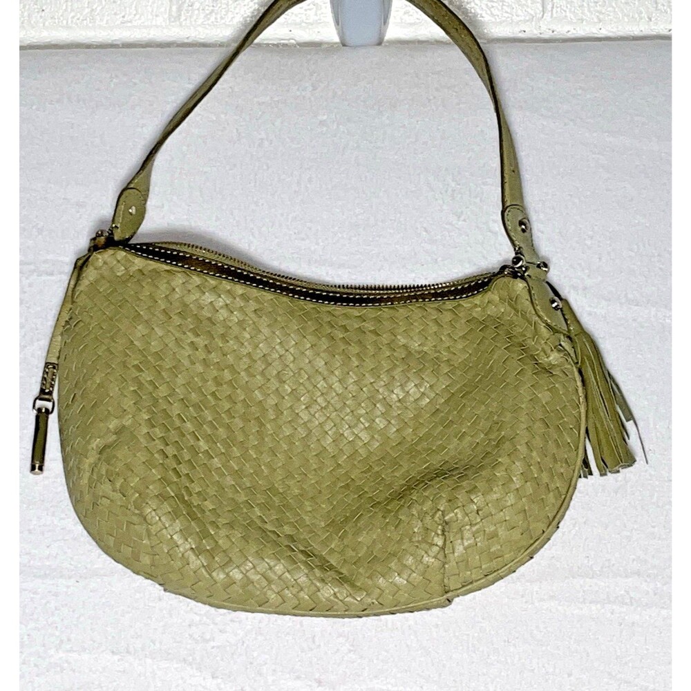 LC Liz Claiborne Y2K Leather Medium Hobo Shoulder Handbag  Light Green Read